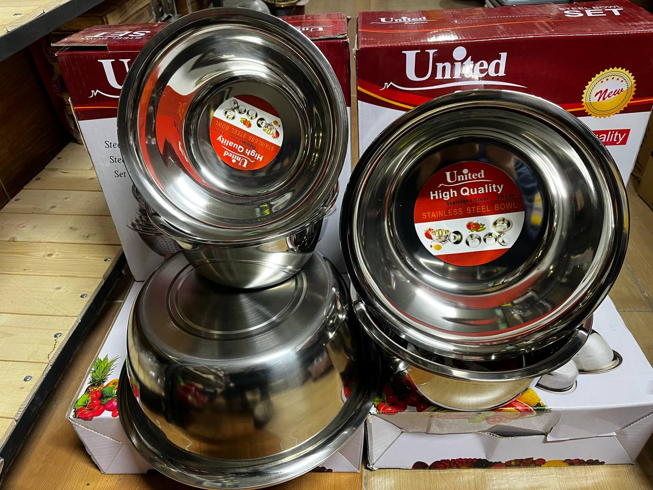 سرویس لگن استیل ۵ پارچه یونایتد (United) با استیل ضخیم ضد زنگ